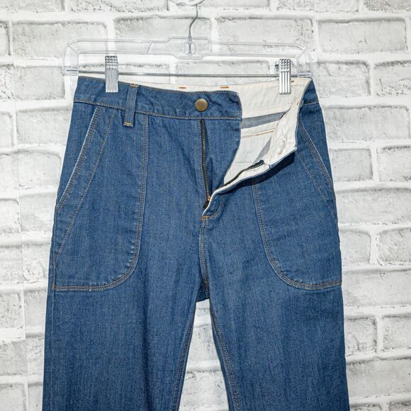 LAND of Distraction Women's Bruce Denim Pants High Waist Flared Leg sz 2 - Picture 6 of 7